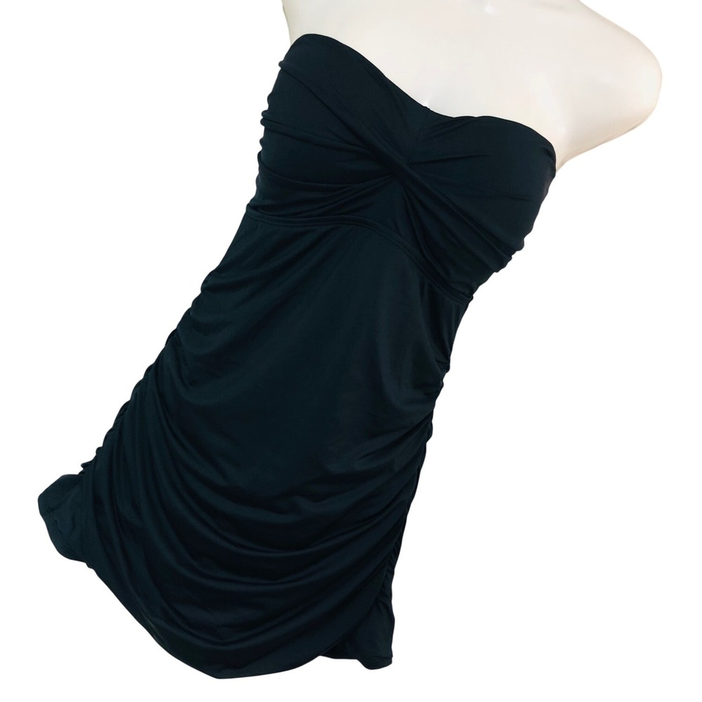 Jantzen‎ Black Strapless Swim Dress Ruched Retro Feminine Beach Vaca Womens 8